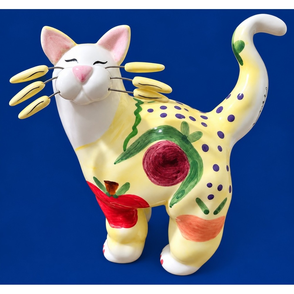 Vintage 2001 WhimsiClay Fruity Cat Figurine Amy Lacombe Annaco Creations